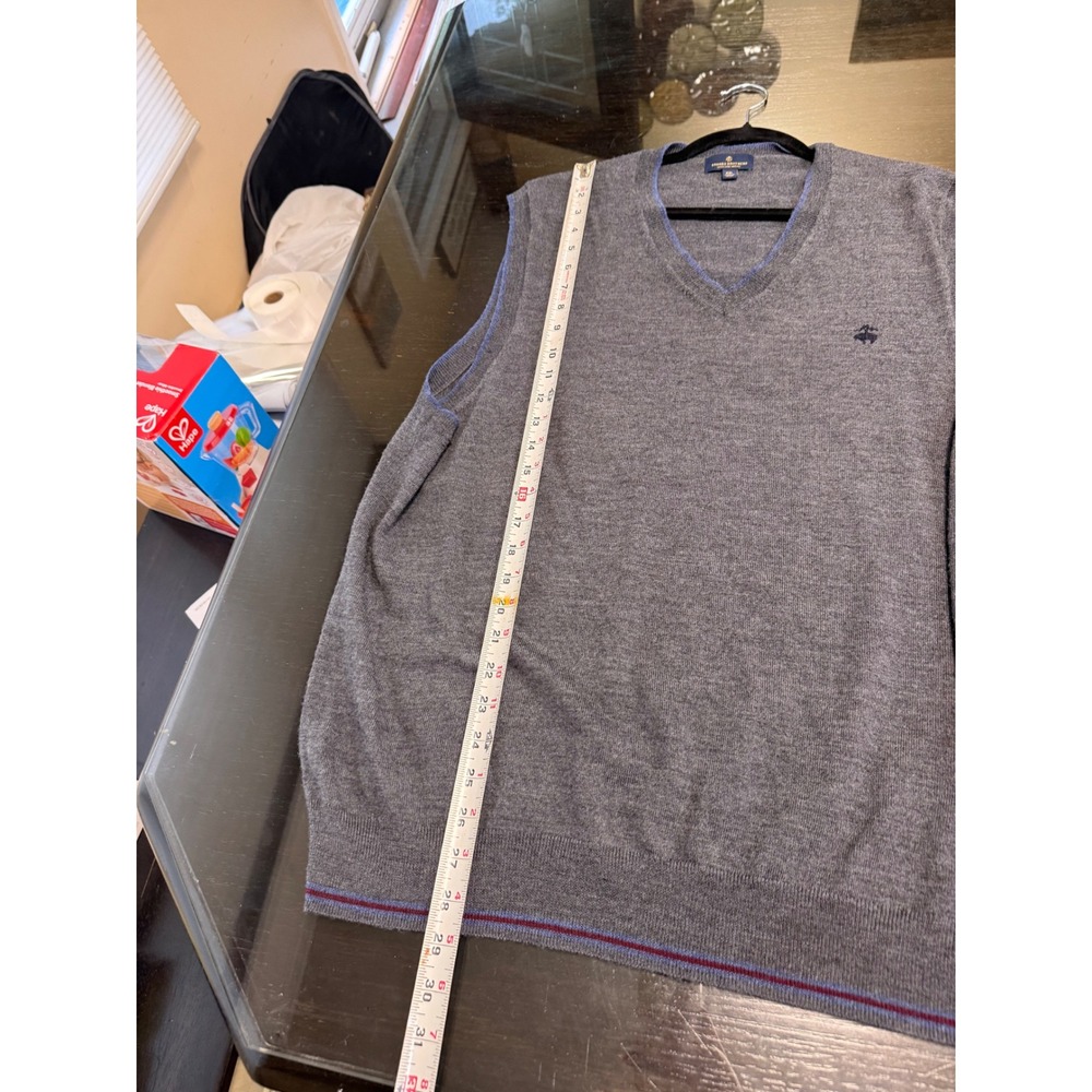 Brooks Brothers Mens XXL Extra Fine Merino Wool V-Neck Sweater Vest Grey - Picture 2 of 5
